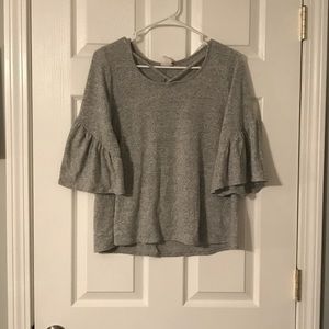 Gray Bell Sleeve Top